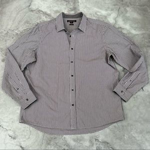 Michael Kors Button‎ Down Striped Burgundy and Blue Size XL Xlarge